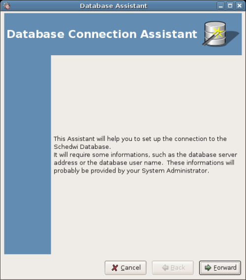 Shows the database access configuration druid window