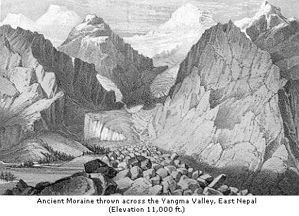 Ancient Moraine thrown across the Yangma Valley, East Nepal